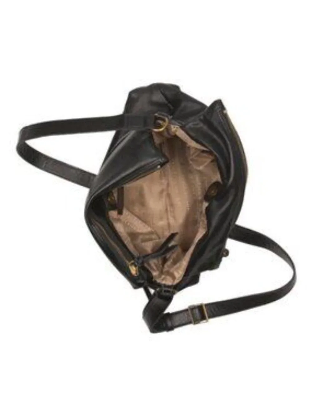 MARGOT Leather Mickey Hobo With Double Zip Pockets